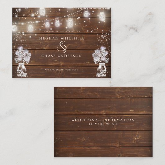 Rustikaler Mason Jar String Lights the BarefootBri Visitenkarte (Vorne/Hinten)