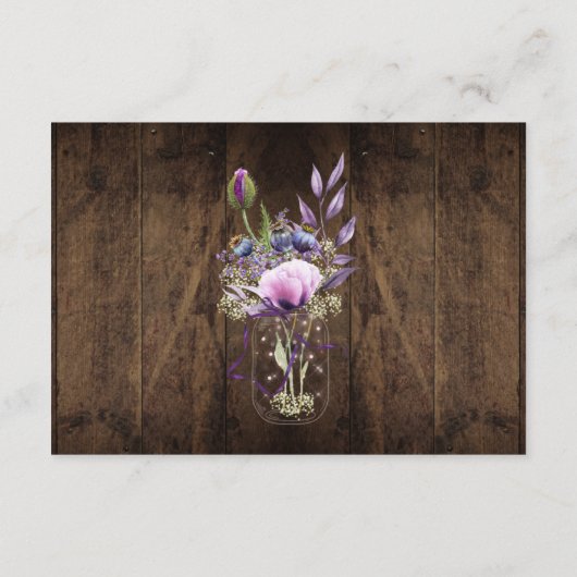 Rustikaler Mason Jar Violet Violet Violett Violett Begleitkarte (Rückseite)