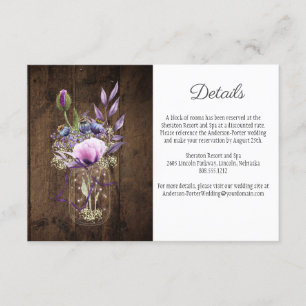 Rustikaler Mason Jar Violet Violet Violett Violett Begleitkarte