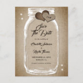 Rustikaler Mason Jar Wedding rettet das Datum Ankündigungspostkarte (Vorderseite)
