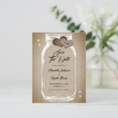 Rustikaler Mason Jar Wedding rettet das Datum Ankündigungspostkarte (Stehend Vorderseite)