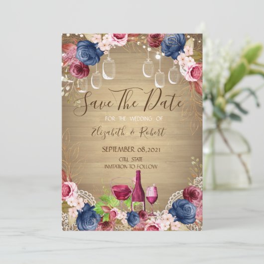 Rustikaler Mason Jar, Weinprobe Save The Date (Stehend Vorderseite)