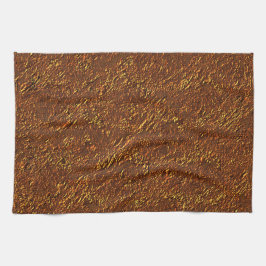 Rustikaler Mauerwerk in Braun- und Goldton Geschirrtuch