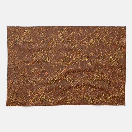 Rustikaler Mauerwerk in Braun- und Goldton Geschirrtuch (Horizontal)