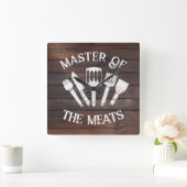 Rustikaler "Meister des Fleisches" - Funny GRILLEN Quadratische Wanduhr (Zuhause)