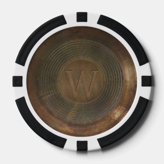 Rustikaler Metall-W-Monogramm-Pokerchip Pokerchips (Vorderseite)