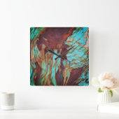 Rustikaler metallischer Rostmaleffekt. Industrieku Quadratische Wanduhr (Zuhause)