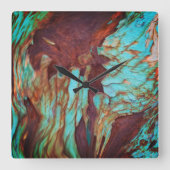 Rustikaler metallischer Rostmaleffekt. Industrieku Quadratische Wanduhr (Vorderseite)