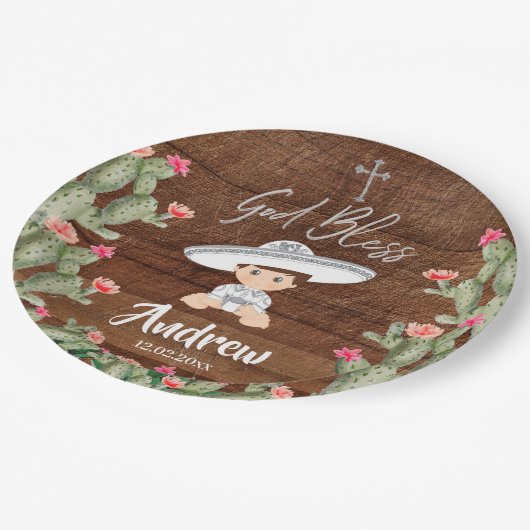 Rustikaler mexikanischer silberner Charro Pappteller (Schrägansicht)