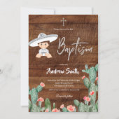 Rustikaler mexikanischer Silver Charro-Taufbote Einladung (Vorderseite)