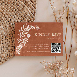 Rustikaler mexikanischer Terracotta Wedding QR Cod RSVP Karte