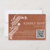 Rustikaler mexikanischer Terracotta Wedding QR Cod RSVP Karte (Vorderseite)