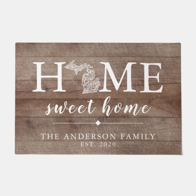 Rustikaler MICHIGAN Personalisierter Staat Fußmatte (Vorderseite)