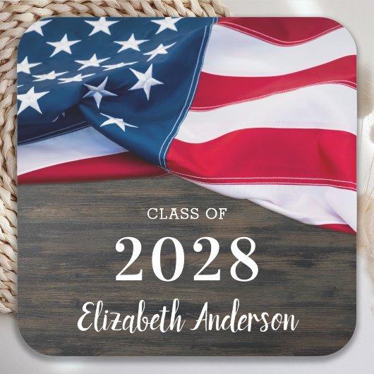 Rustikaler militärischer Abschluss - Patriotische  Rechteckiger Pappuntersetzer