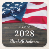 Rustikaler militärischer Abschluss - Patriotische  Rechteckiger Pappuntersetzer (Vorderseite)