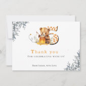 Rustikaler Minimalbär Honig 5. Geburtstag Danke (Vorderseite)