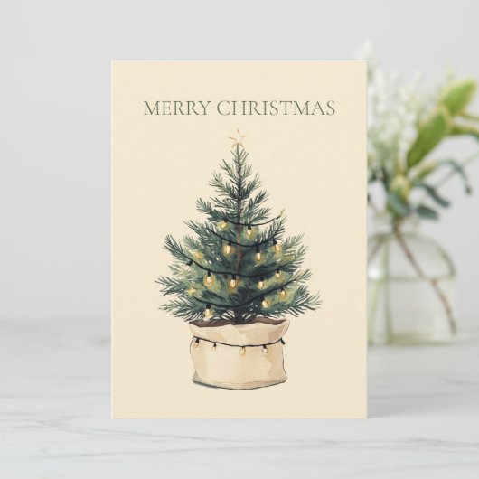 Rustikaler Minimaler Weihnachtsbaum Feiertagskarte (Stehend Vorderseite)