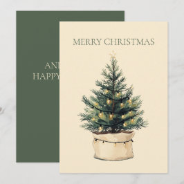 Rustikaler Minimaler Weihnachtsbaum Feiertagskarte