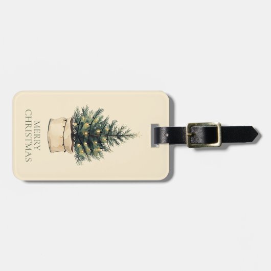 Rustikaler Minimaler Weihnachtsbaum Gepäckanhänger (Vorderseite horizontal)