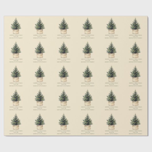 Rustikaler Minimaler Weihnachtsbaum Geschenkpapier (Flach)