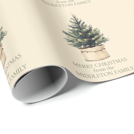 Rustikaler Minimaler Weihnachtsbaum Geschenkpapier (Rolleneckpunkt)