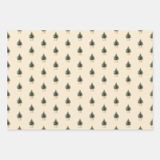 Rustikaler Minimaler Weihnachtsbaum Geschenkpapier Set (Vorderseite 2)