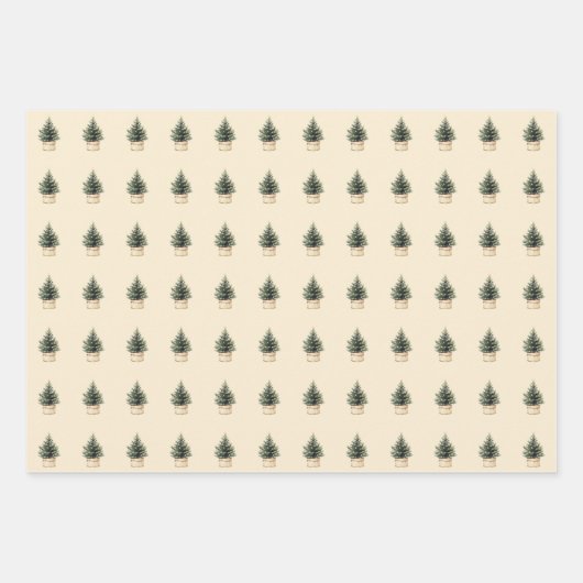 Rustikaler Minimaler Weihnachtsbaum Geschenkpapier Set (Vorderseite)