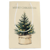 Rustikaler Minimaler Weihnachtsbaum Mittlere Geschenktüte (Vorderseite)