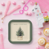 Rustikaler Minimaler Weihnachtsbaum Pappteller (Party)