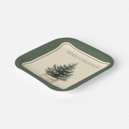 Rustikaler Minimaler Weihnachtsbaum Pappteller (Gewinkelt)