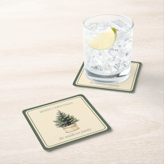 Rustikaler Minimaler Weihnachtsbaum Rechteckiger Pappuntersetzer (Vor Ort)