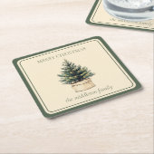 Rustikaler Minimaler Weihnachtsbaum Rechteckiger Pappuntersetzer (angewinkelt)