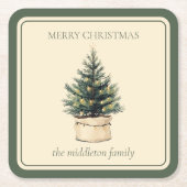 Rustikaler Minimaler Weihnachtsbaum Rechteckiger Pappuntersetzer (Vorderseite)
