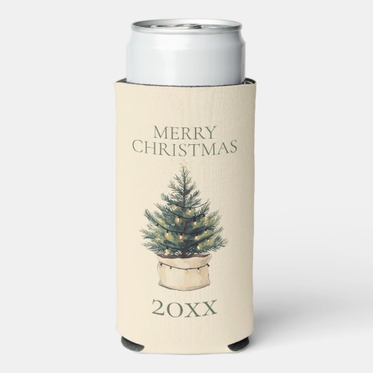 Rustikaler Minimaler Weihnachtsbaum Selters Dosenkühler (Seltzer Rückseite)