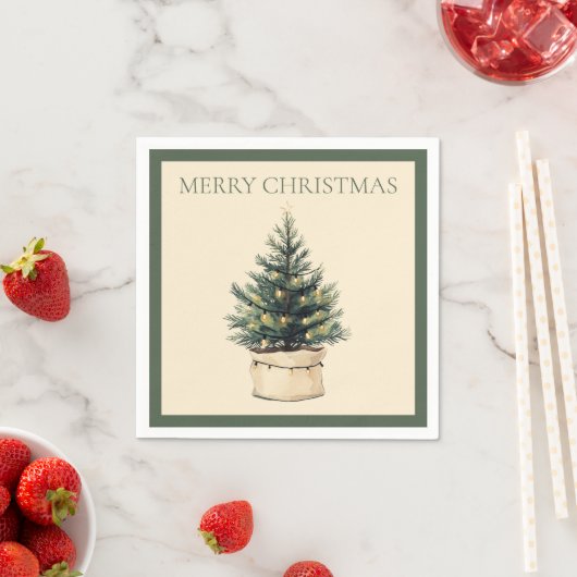 Rustikaler Minimaler Weihnachtsbaum Serviette (Beispiel)