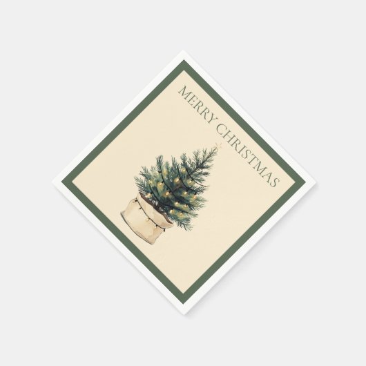Rustikaler Minimaler Weihnachtsbaum Serviette (Ecke)