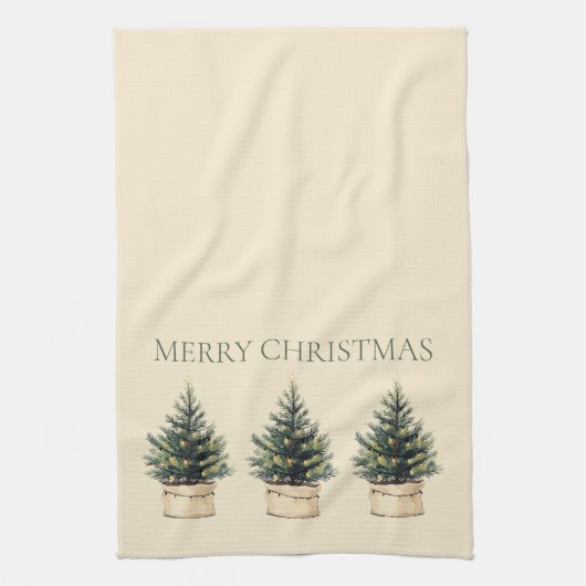 Rustikaler Minimaler Weihnachtsbaumurlaub Geschirrtuch (Vertikal)