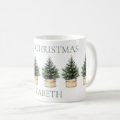 Rustikaler Minimaler Weihnachtsbaumurlaub Kaffeetasse (VorderseiteRechts)