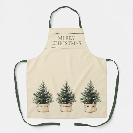 Rustikaler Minimaler Weihnachtsbaumurlaub Schürze (Vorderseite)