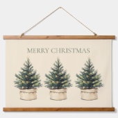 Rustikaler Minimaler Weihnachtsbaumurlaub Wandteppich Mit Holzrahmen (Vorne)