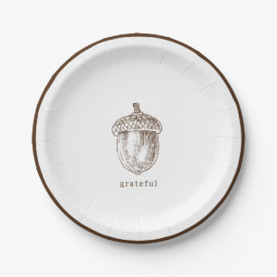 Rustikaler Minimalistisch-brauner Erntedank Pappteller