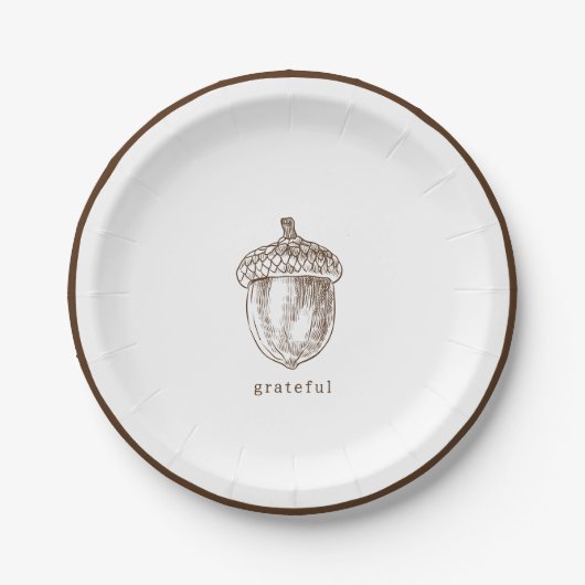 Rustikaler Minimalistisch-brauner Erntedank Pappteller (Vorderseite)