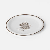 Rustikaler Minimalistisch-brauner Erntedank Pappteller (Schrägansicht)