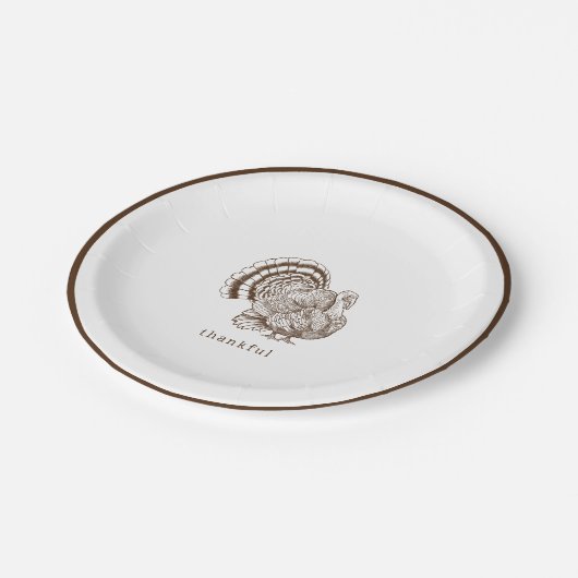 Rustikaler Minimalistisch-brauner Erntedank Pappteller (Schrägansicht)