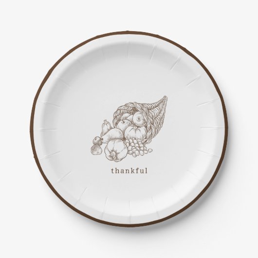 Rustikaler Minimalistisch-brauner Erntedank Pappteller (Vorderseite)