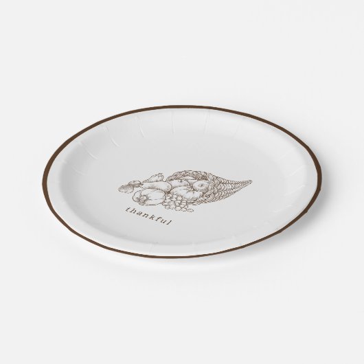 Rustikaler Minimalistisch-brauner Erntedank Pappteller (Schrägansicht)