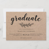 Rustikaler Minimalistisch Leaf Graduate Script Abs Einladung (Vorderseite)