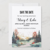 Rustikaler Minimalistischer Bergwald Save the Date Einladung (Vorderseite)