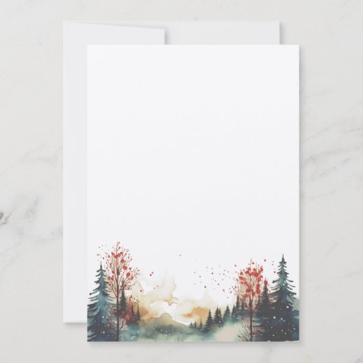 Rustikaler Minimalistischer Bergwald Save the Date Einladung (Rückseite)