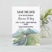 Rustikaler Minimalistischer Bergweg Save the Date  Einladung (Stehend Vorderseite)
